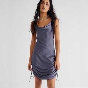 Free People Charcoal Satin Mini Dress